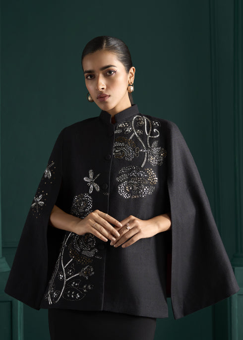 Black Rose Zari Split Sleeve Jacket